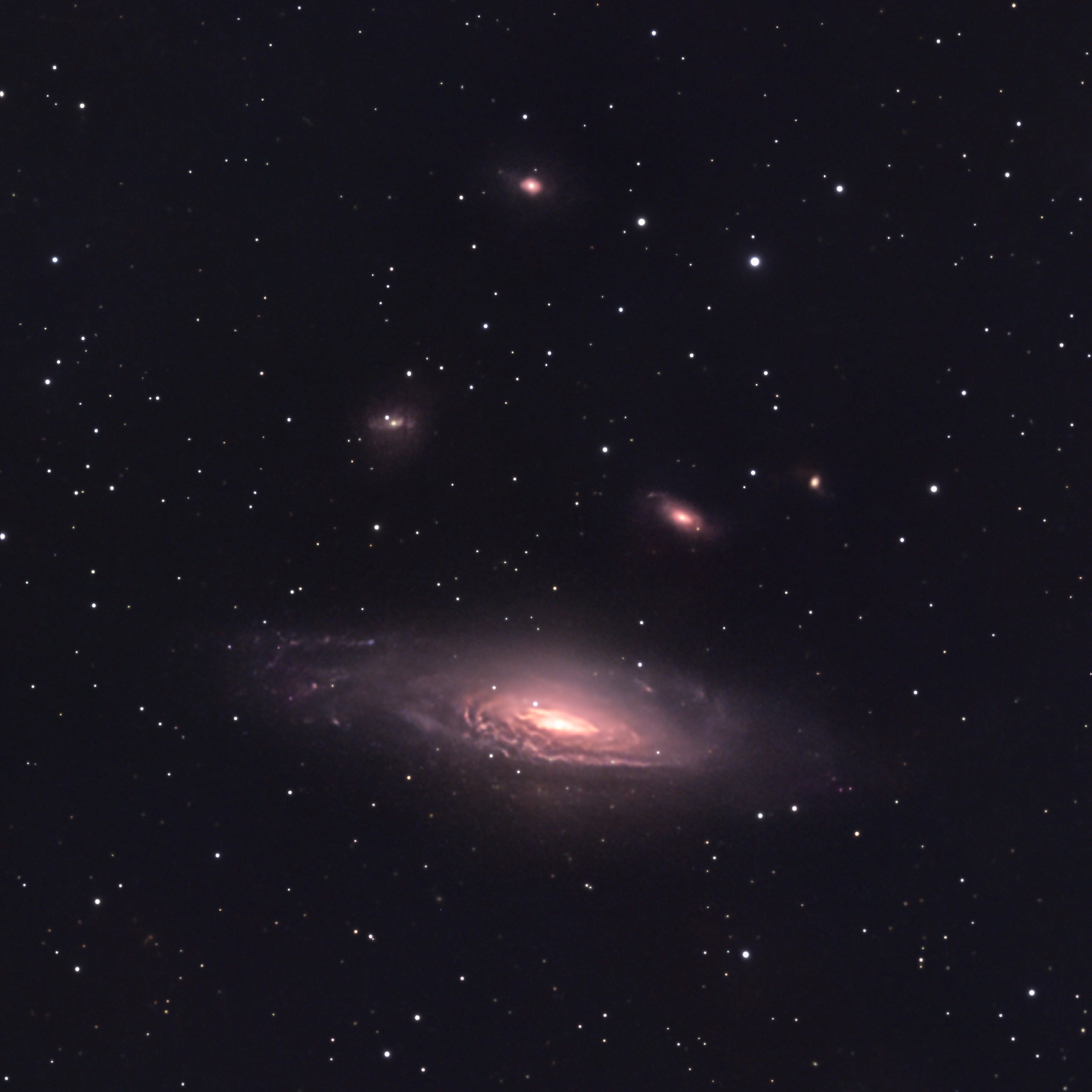 Detailed view of NGC 7331 and nearby galaxies